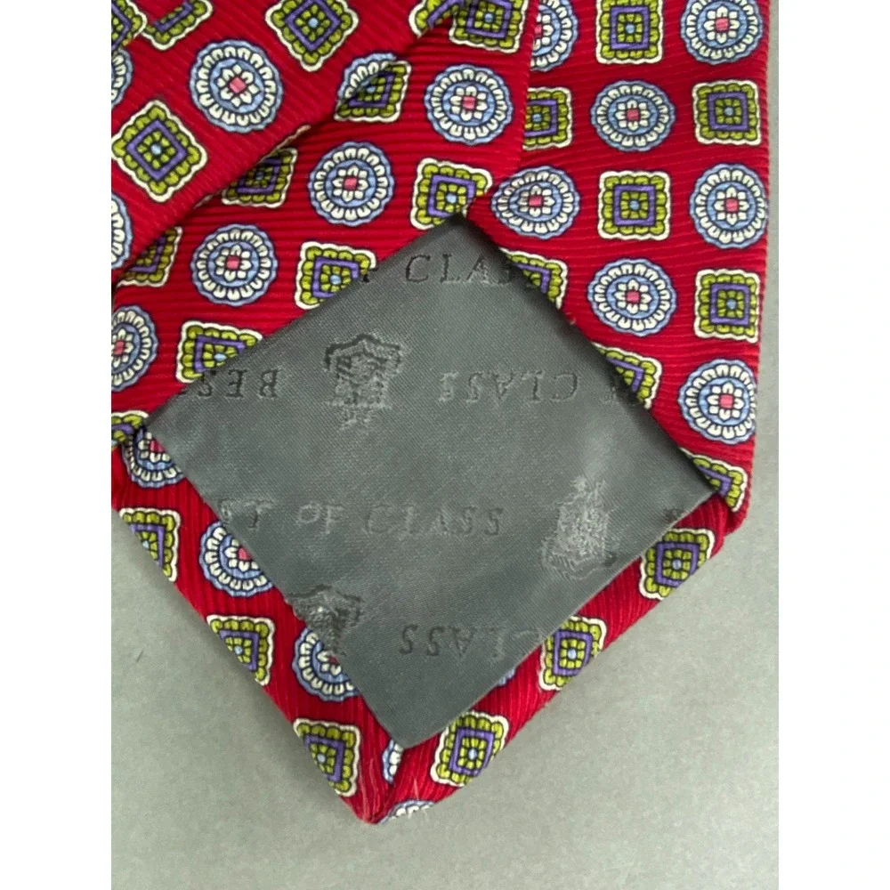 Robert Talbott‎ Mens Tie Red Geometric Medallion Silk Best of Class Formal 58x4
